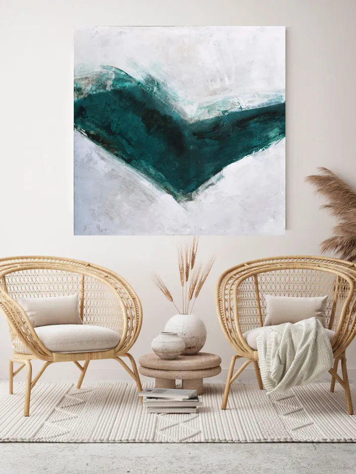 Emerald Green Wall Art, Contemporary Abstract Painting, Abstract Art Canvas Original Green Wall Art, Textured Canvas Art, Stretched Canvas