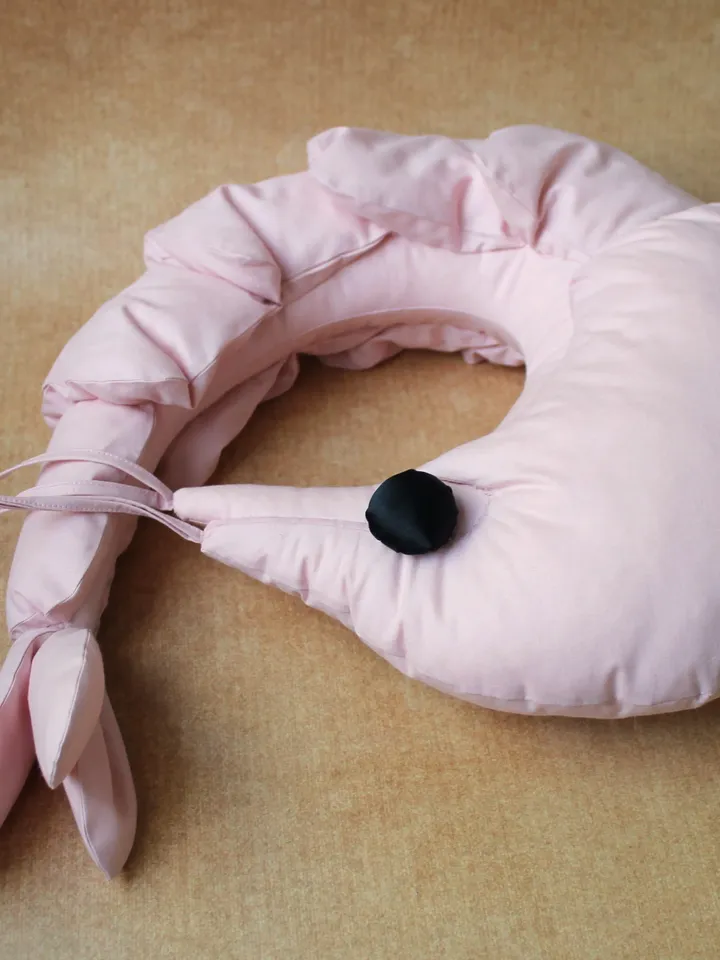 SHRIMP travel pillow in an airplane or car - interior toy, home decor