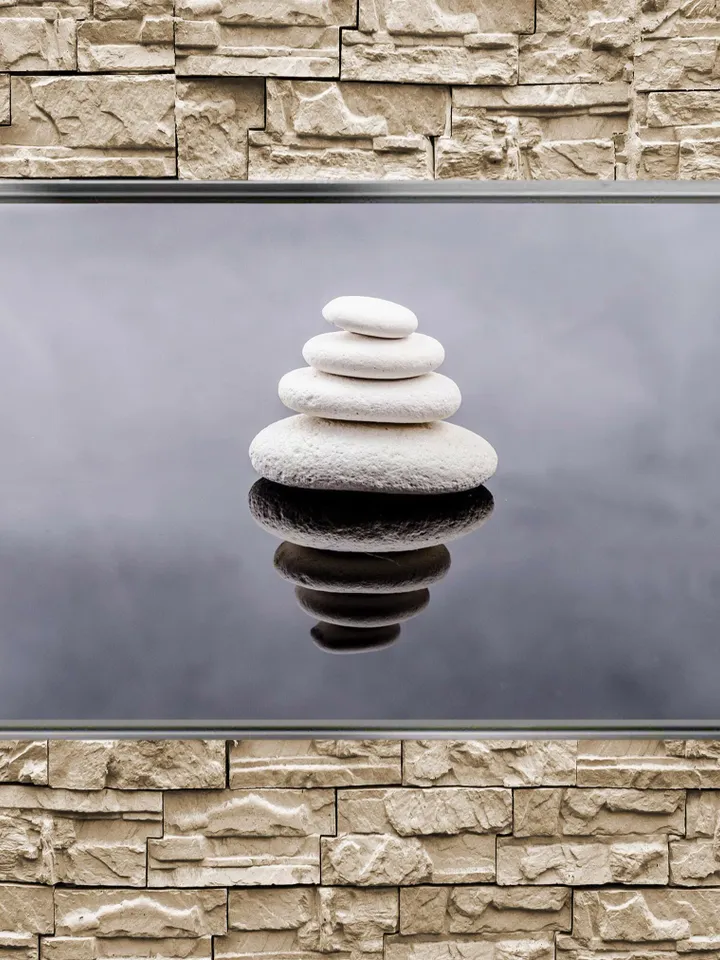 Stone and its Reflection Print on Canvas , Floating Frame Option, Modern Wall Art, Extra Large Canvas Wall Art