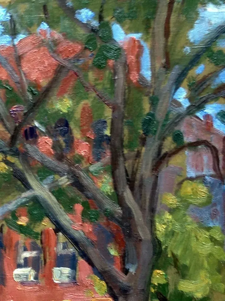 12x15 New York Cityscape Painting - Jefferson Park/Harlem NYC - Oil on Panel, Plein Air Impressionist Fine Art, Signed Original Landscape