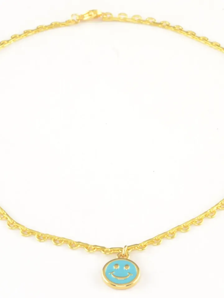 Dainty Wave Chain Necklace, Smiley Face Birthday Gift for Teens, Happy Face Enamel Emoji, Wavy Chain Coin Pendant, Delicate Layered Necklace
