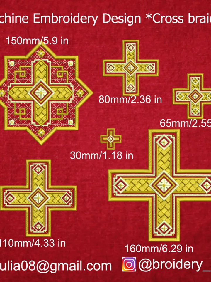 Machine Embroidery Designs Cross braided- Set design-6 size