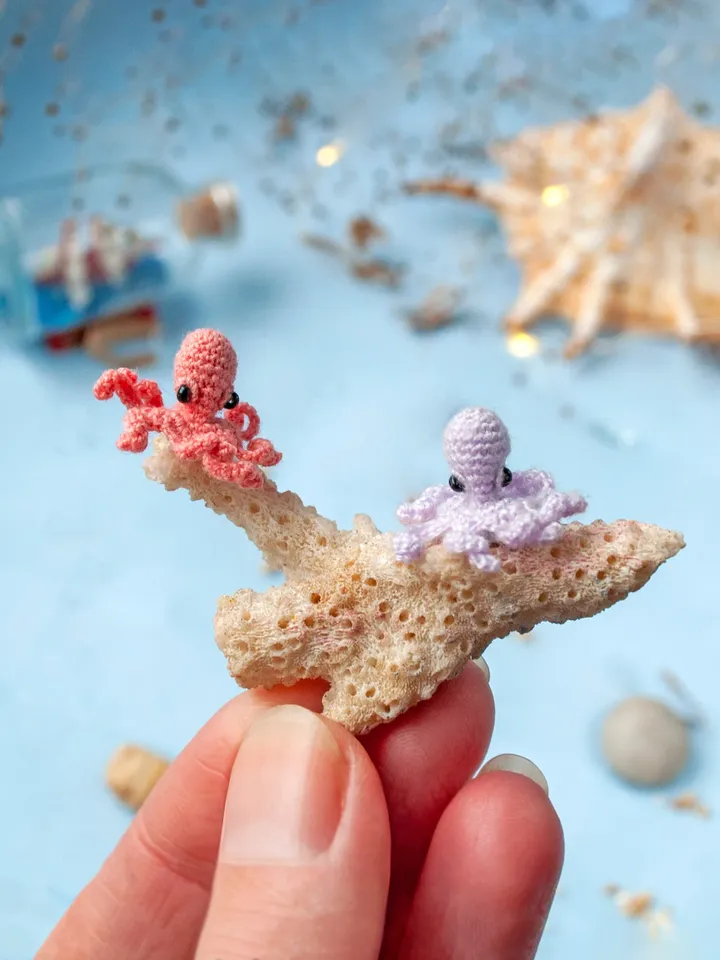Tiny baby OCTOPUS, Micro miniature sea animal octopus, Nautical decor for dollhouse or diorama, Gift idea for diver