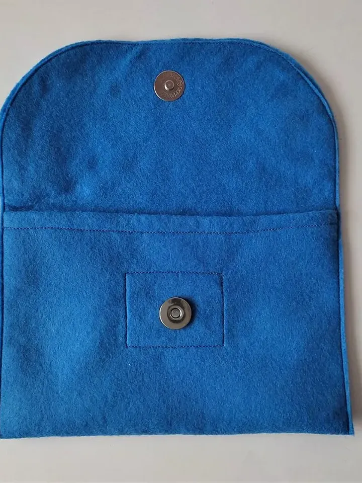 手拿包 Felt clutch blue cosmetic bag small bag flower handbag