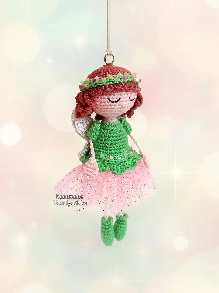 Faerie Princess keychain, Magic girl gift, Tiny Pocket Fairy, Girl nursery decor, Crochet fairy doll, Christmas gift
