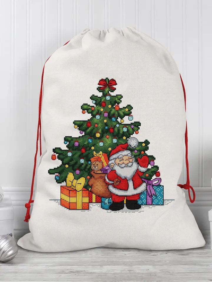 Christmas Santa Cross Stitch Pattern PDF, Winter Counted Cross Stitch, Christmas Counted Cross Stitch Pattern, Instant Download PDF