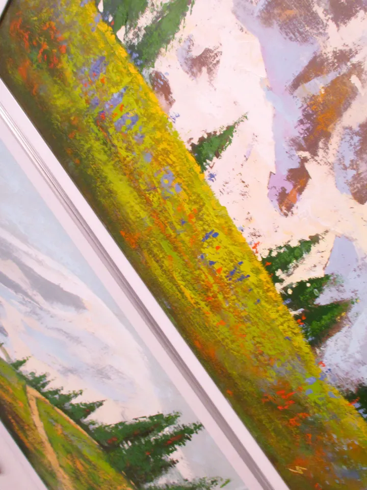 2 Mount Rainier Paintings, Diptych, Framed Mountain Paintings on Canvas Original Landscape Art by "Walperion Paintings"