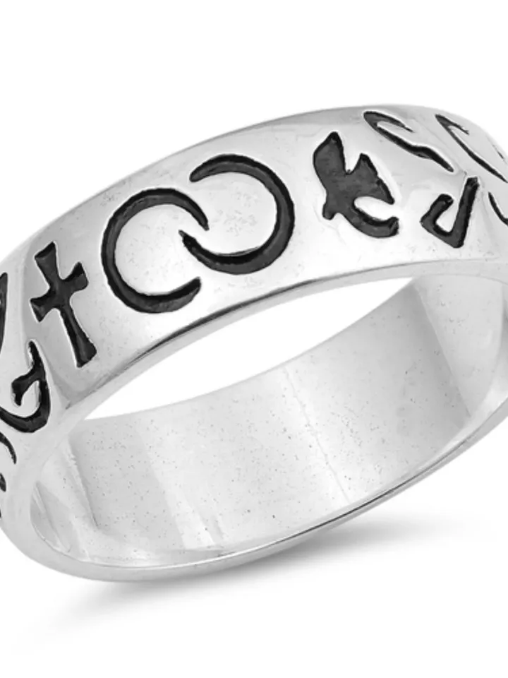 Cross and Dove Eternity Ring, Religious Ring, Religious Thumb Ring, Religious Ring, Catholic Jewelry Ring, Christian Ring Size 6 to 12