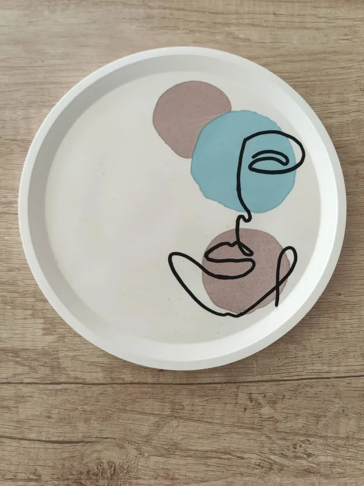 Decorative trays with abstract painting / trinkets