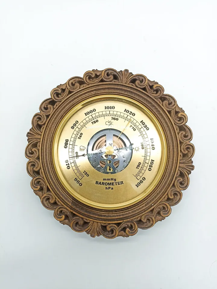 Weather Station; Barometer Hygrometer Thermometer, Wooden wall decor, Rustic decor, Wooden clock, Wooden Carver Panel, carved wall art
