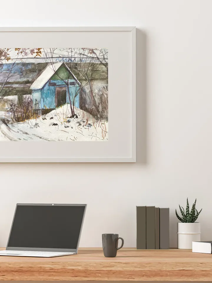 Morning Scene in the Winter Forest Original painting watercolor art wall artwork