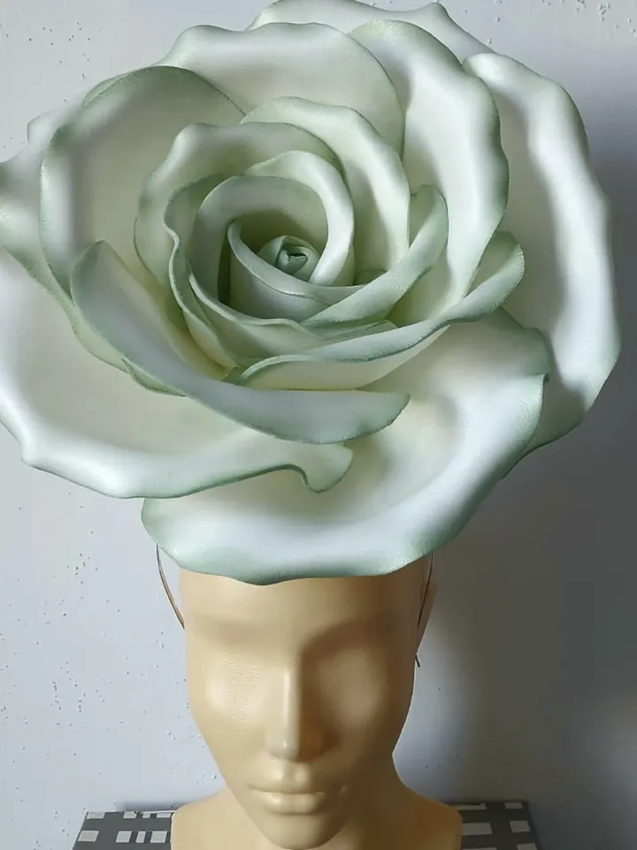 Giant rose fascinator, Wedding Floral headdress, Bridal headband bloom headpiece Bride hairband Garden party