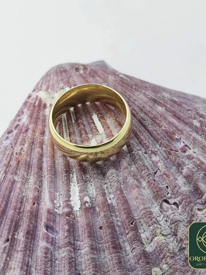 14K 7MM Gold Classical Hollow Wedding Band Men Women Hers His Custom Made Marriage Band Ring Cambered Surface Comfort Fit made to order