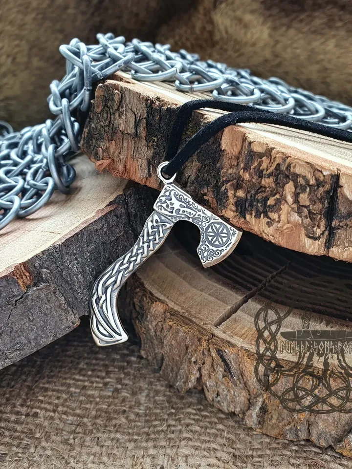 Viking Axe Pendant Sterling Silver Battle Axe Pendant Berserk Symbol Scandinavian Jewelry Norse Viking Jewelry