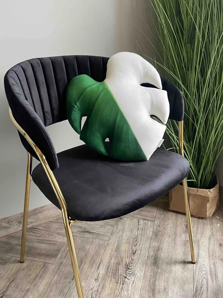 Monstera Half Moon pillow / monstera pillow / monstera leaf / monstera deliciosa variegated / monstera cushion / plant pillow  /