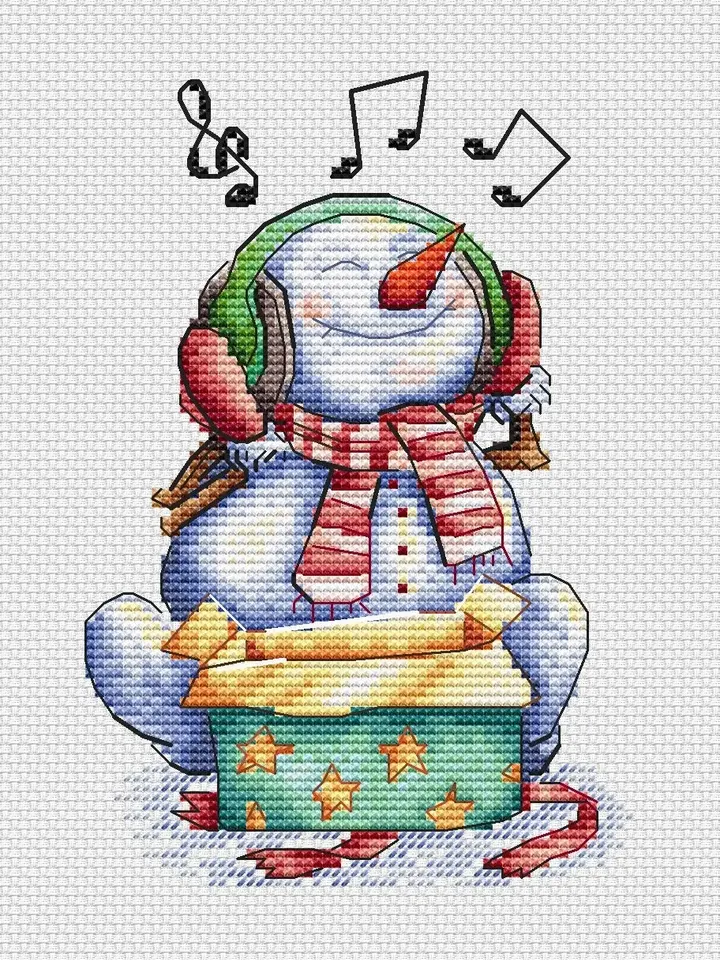 Snowman Cross Stitch Pattern, Funny Christmas, Winter Cozy Counted Cross Stitch, Cute Funny Snowman Embroidery