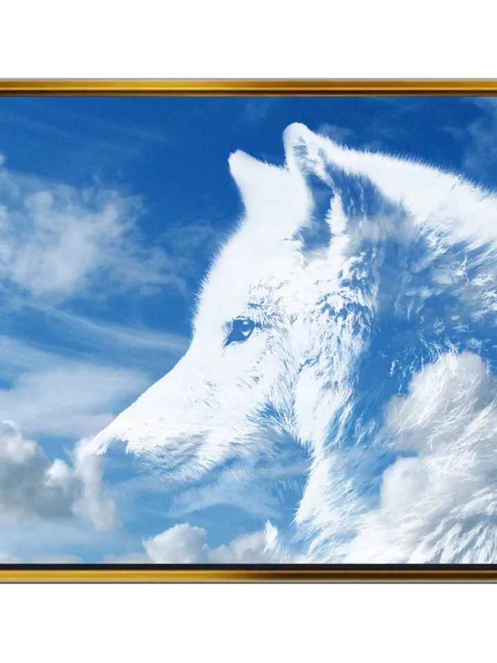 White wolf  Print on Canvas , Floating Frame Option, Modern Wall Art, Extra Large Canvas Wall Art