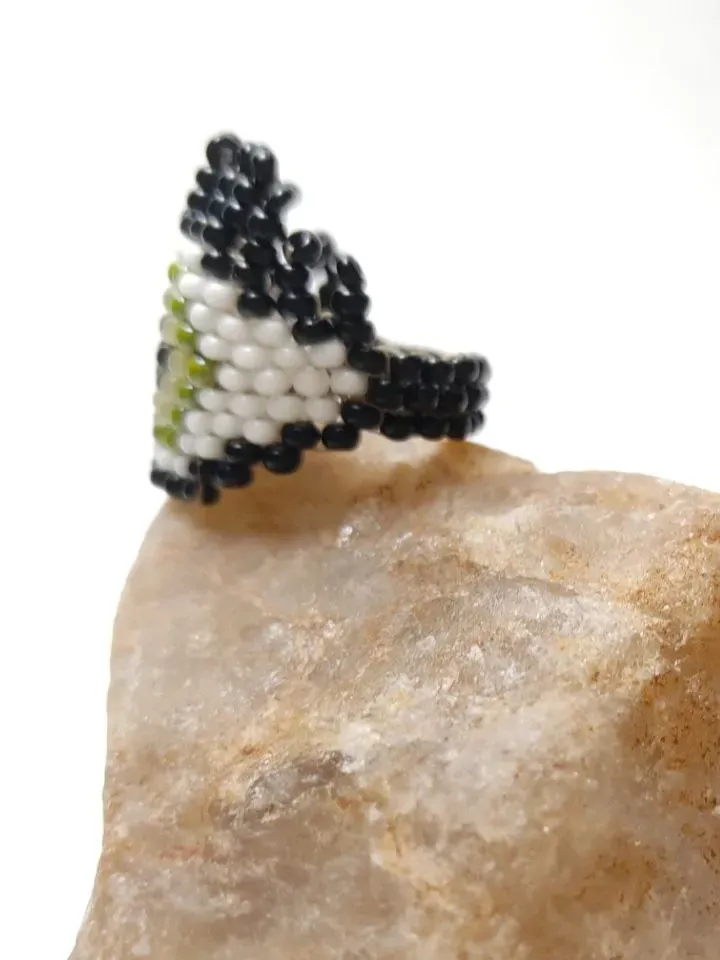 Ring Eye amulet evil eye braided beaded ring green eye