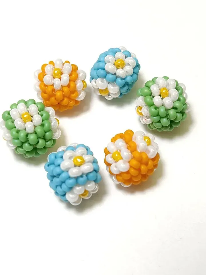 Green Ball Earrings Daisy earrings Little Daizy Tiny Earrings drop dangle earring balls on chain