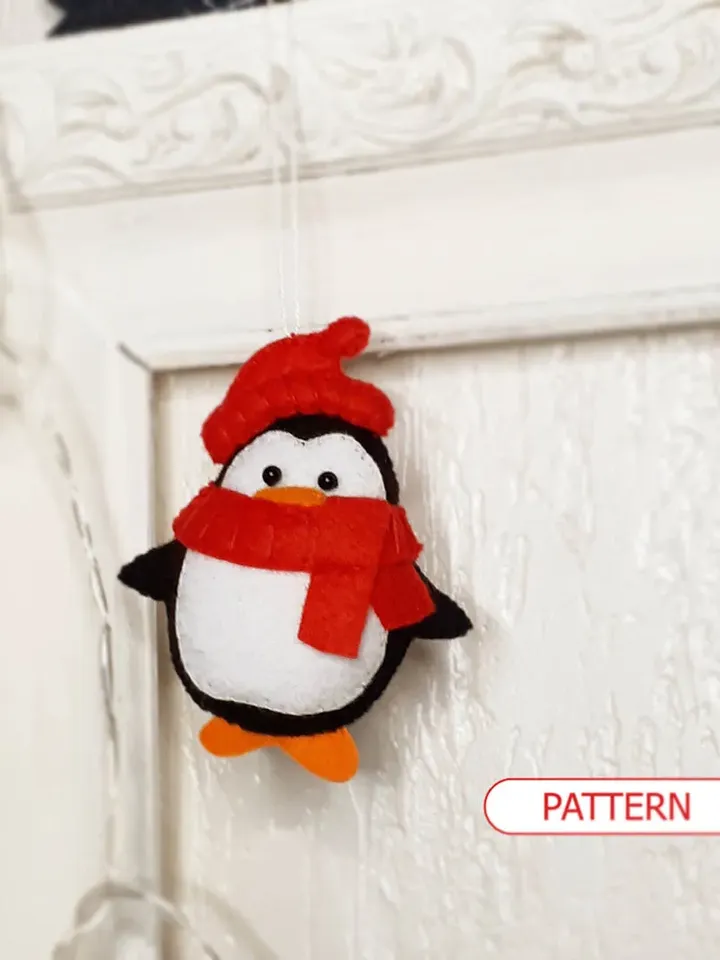 Christmas ornaments patterns SET for Advent Calendar , Stocking Stuffer for Kids , Reindeer , Penguin , Bear , Dog felt