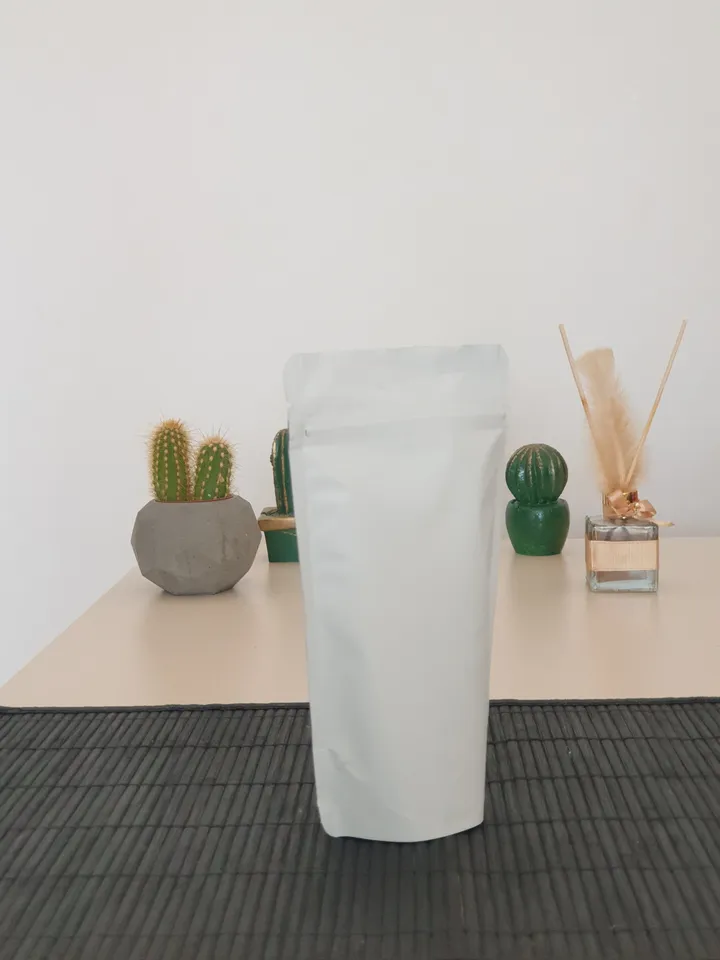 WHITE Mylar Stand Up Pouches with Valve option Resealable Zipper Bags for Coffee bean Herbal Compostable Bag Mylar Foil Tea Pouch Food Bag