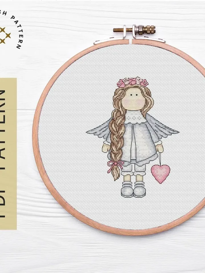 Doll Angel Cross Stitch Pattern Cute Doll Winter Cross Stitch Girl Cross Stitch Pattern Instant Download PDF