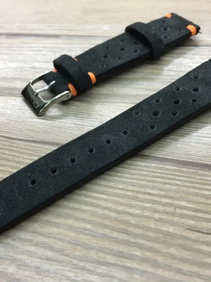 Leather watch strap, Leather watch band, Suede grey, Rally Watch strap, Racing watch band, 20mm watch band, FREE SHIPPING