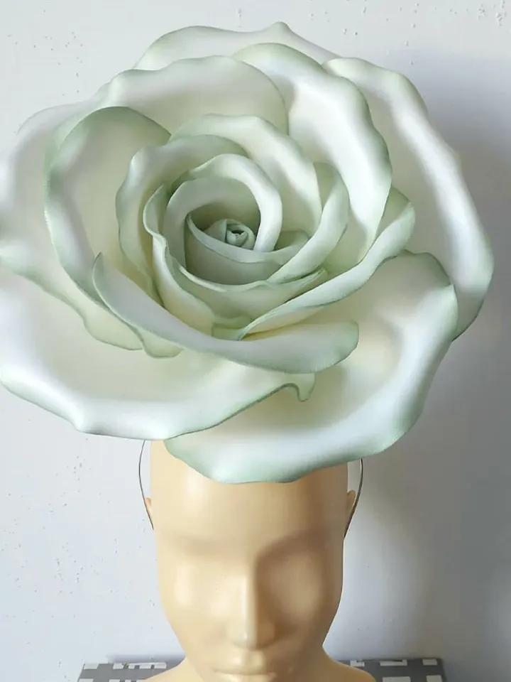 Giant rose fascinator, Wedding Floral headdress, Bridal headband bloom headpiece Bride hairband Garden party