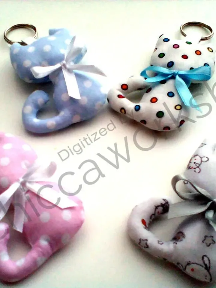 ITH Cat Key Ring  - Portachiavi Softie - Ricamo a macchina - DOWNLOAD DIGITALE -