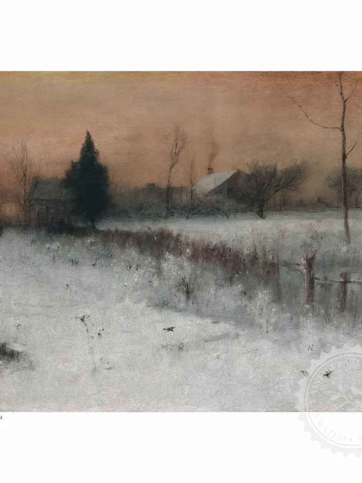 Evening Landscape Snowy Rural Oil Painting, Muted Print Vintage Decor, Printable Wall Art Downloadable | 279