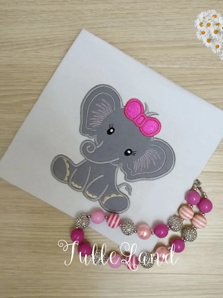 Baby Elephant for Girls Nursery Elephant Elephant Party Design Applique for Machine Embroidery