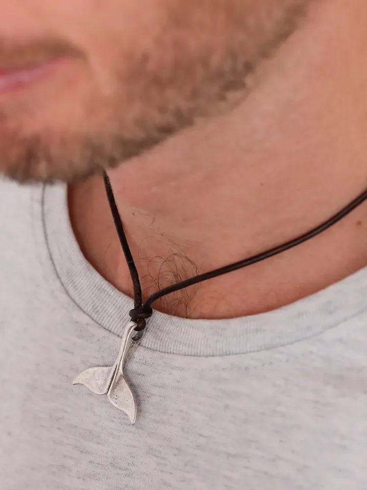 Couples Whale Tail Necklace - Matching Jewelry - Gifts for Her and Him - Surfer Beach Necklace - Unisex Holiday Jewelry - Fish Tail Pendant