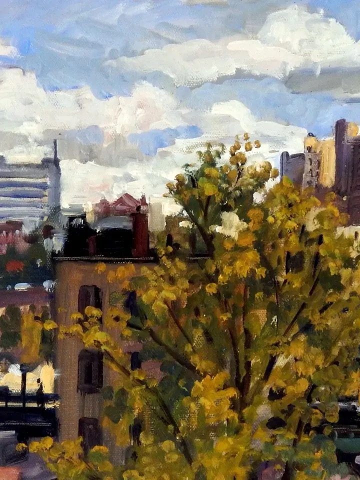 New York City Landscape -Bronx View/Inwood/NYC- 16x20 Oil on Canvas, Plein Air Impressionist Fine Art, Signed Original Cityscape