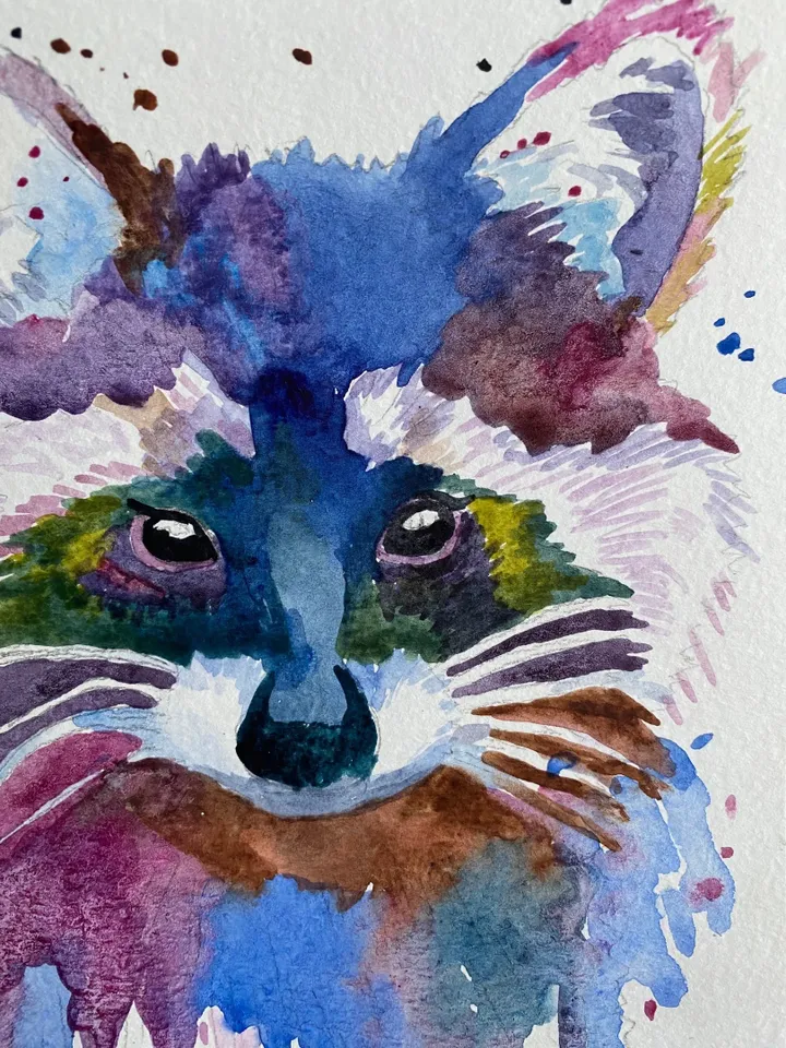 Raccoon - ORIGINAL Watercolor Wildlife Painting 5"x7" Art, nature art, woodland animals, illustration, home decor