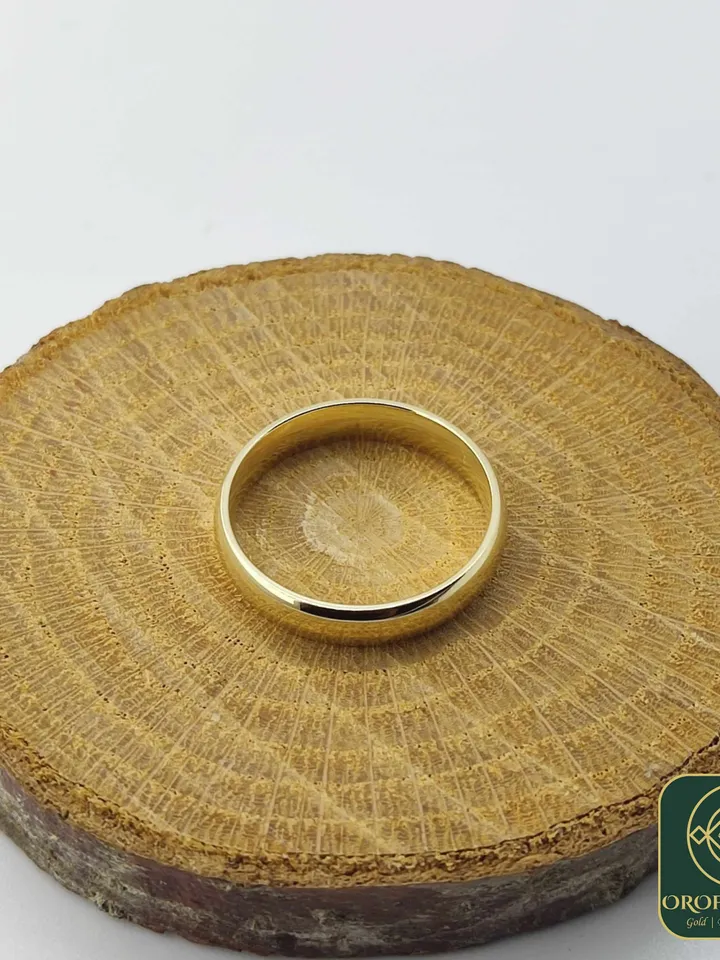 14K 4MM Gold Classical Hollow Wedding Band Men Women Hers His Custom Made Marriage Band Ring Cambered Surface Comfort Fit made to order