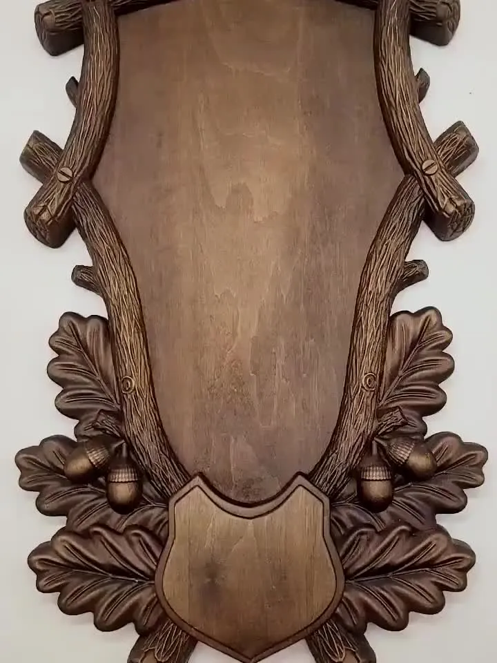 Plaque carved board for trophies, Antler Plaques, Fathers day, hunters gifts, Wooden Carver Panel, Wooden wall decor, carved wood wall art