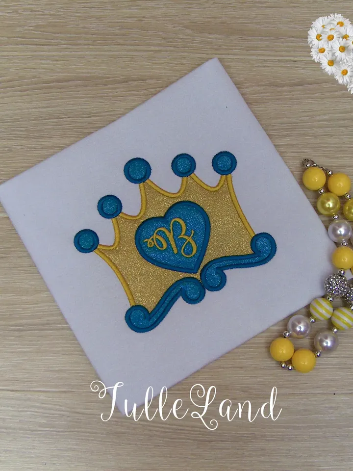 Princess Crown Tiara Girl Baby Design Applique for Machine Embroidery