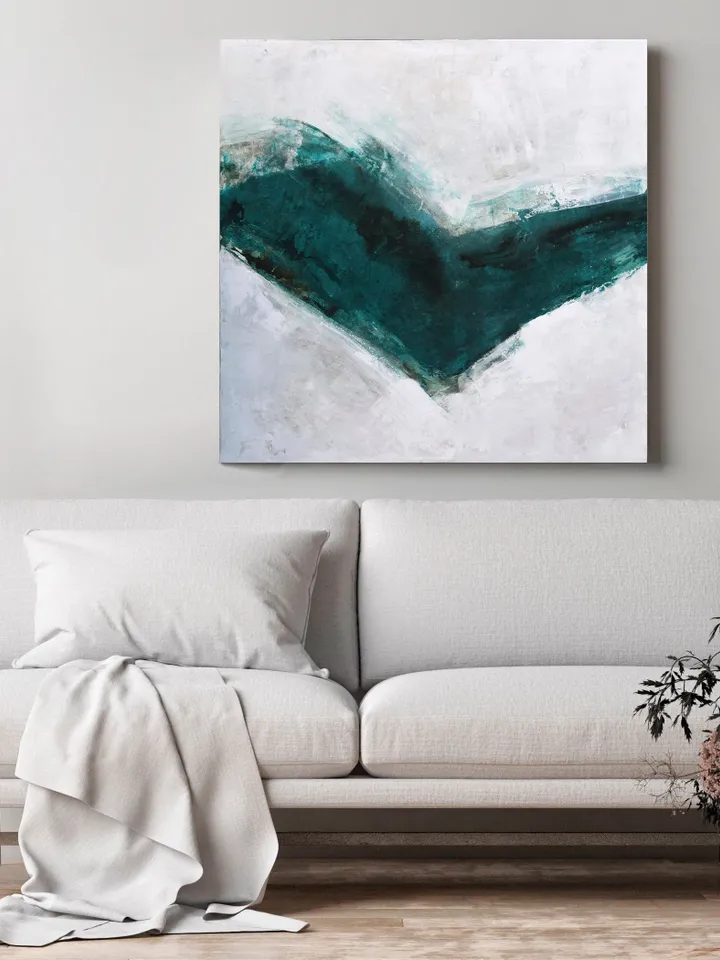 Emerald Green Wall Art, Contemporary Abstract Painting, Abstract Art Canvas Original Green Wall Art, Textured Canvas Art, Stretched Canvas