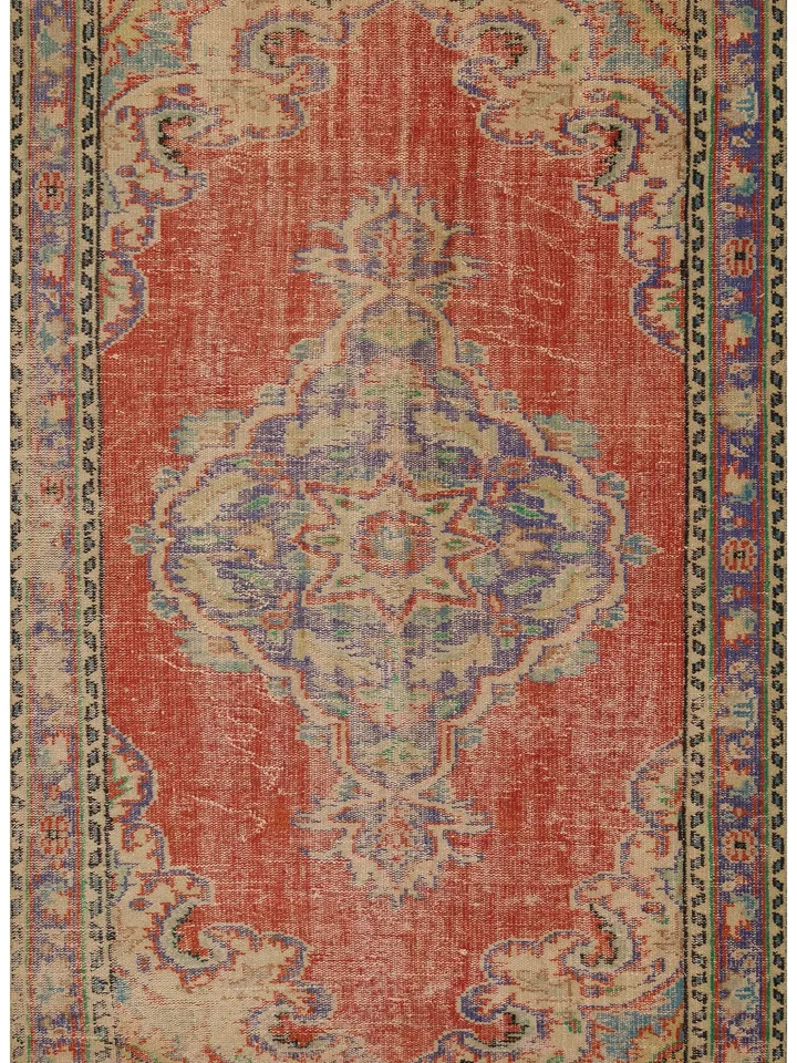 Add Warmth and Elegance to Your Living Room with this Hand-Woven Orange Turkish Rug - 100% Natural and Unique