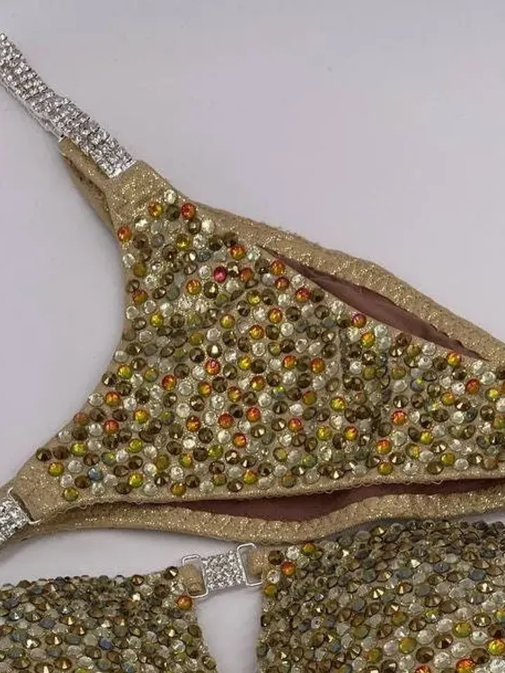 competition Figure Suit with Crystals/Competition Suit/Posing Suit/Rhinestone Fitness NPC,IFBB,WBFF
