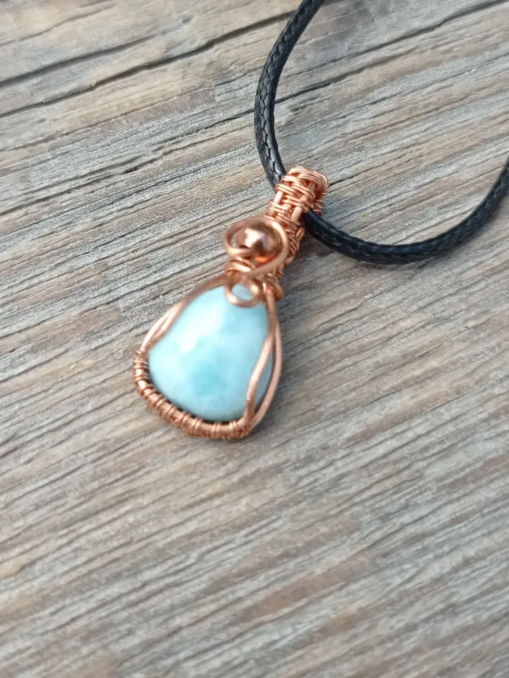 Tiny pendant with precious larimar, jewelry for blythe doll