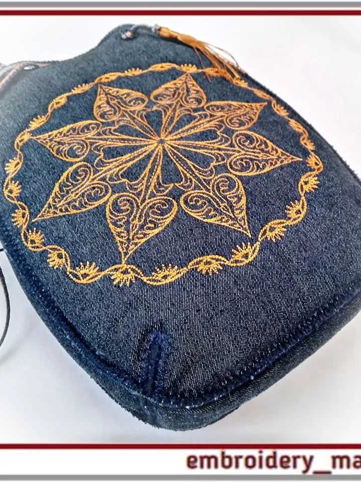 In the hoop Embroidery design quilt Handbag with pattern mandala