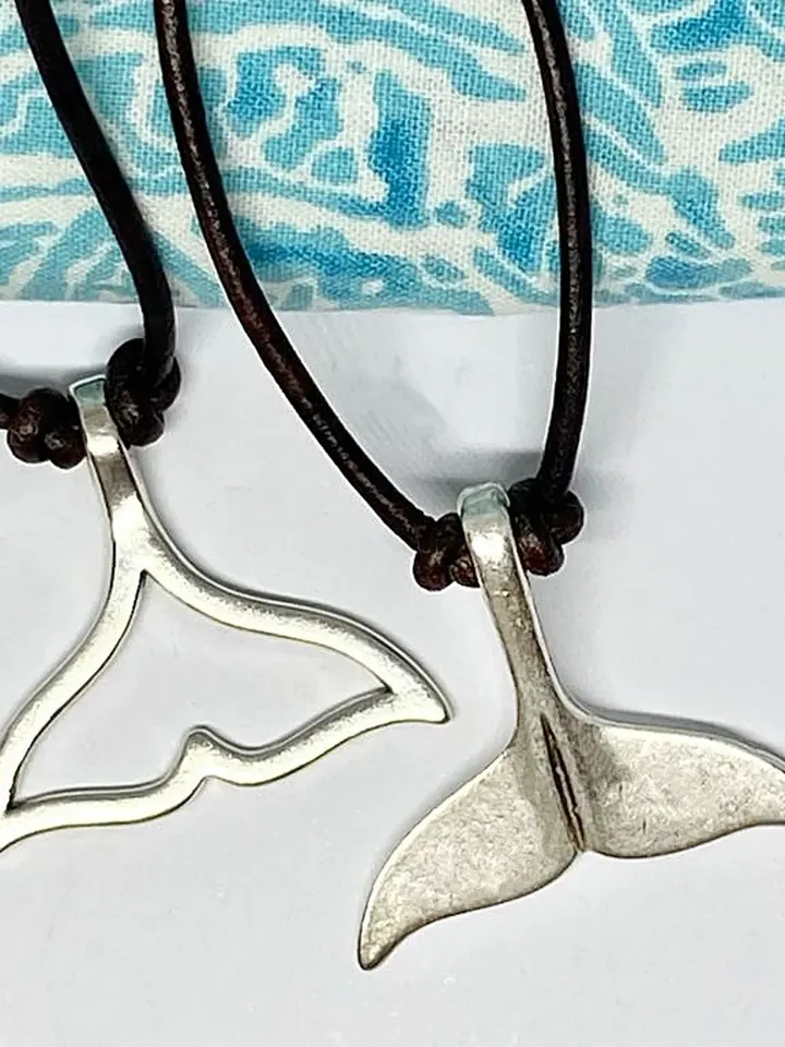Couples Whale Tail Necklace - Matching Jewelry - Gifts for Her and Him - Surfer Beach Necklace - Unisex Holiday Jewelry - Fish Tail Pendant