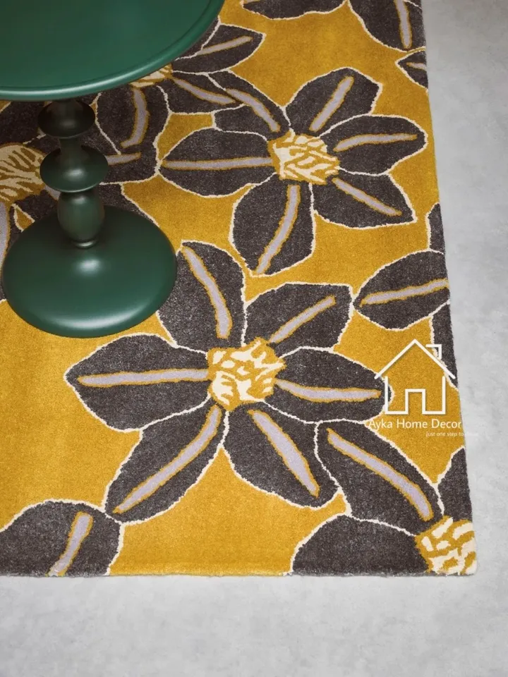 Ayka Kiki Hand Tufted 100% Pure Woolen Area Rug For Hall Kitchen Living Room Bed Room Dining Room Kids Room Carpet Flower Rugs Christmas Rug