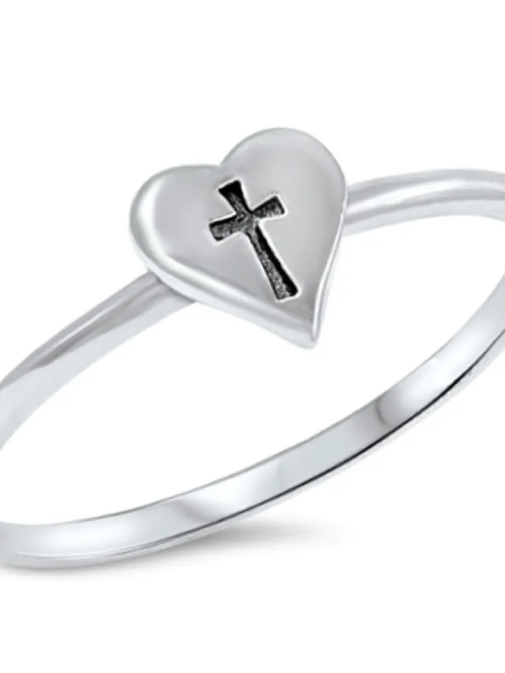 Sterling Silver Cross Ring, Cross Thumb Ring, First Communion Gift, Confirmation, Simple Cross Ring for Children, Religious Jewelry