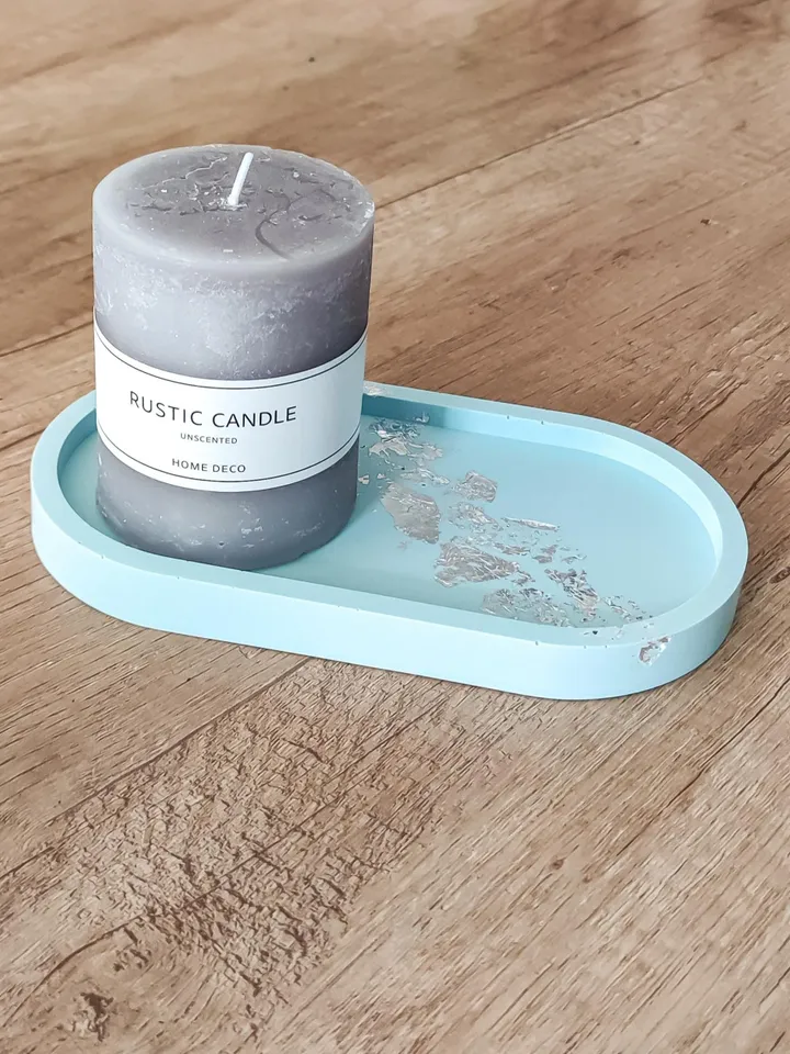 Decorative tray | Jesmonite Tray | Jewerly dish | Candle Holder Tray | Silver flakes tray