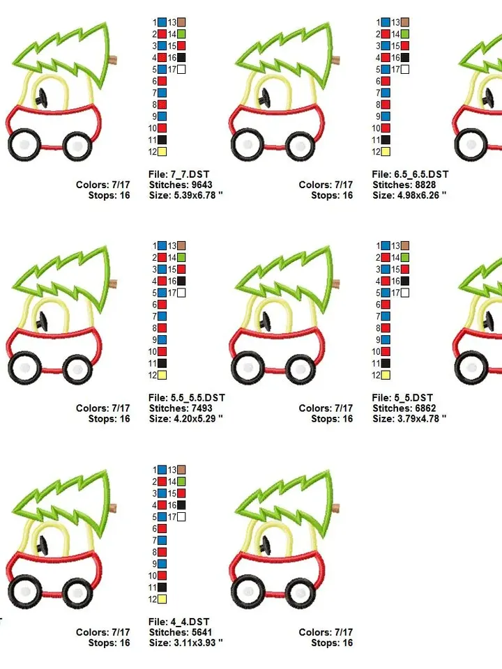 My 1st Christmas Car with Tree Christmas Tree on truck Happy New Year Design applique for Machine Embroidery