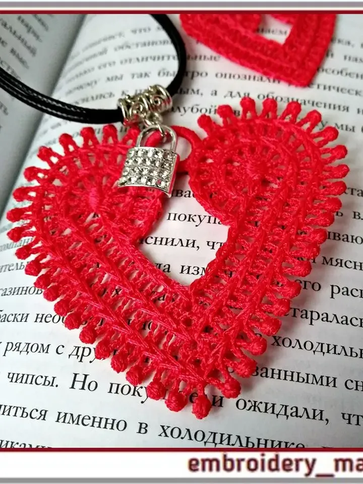 FSL Heart Jewelry Embroidery designs Earrings and pendant