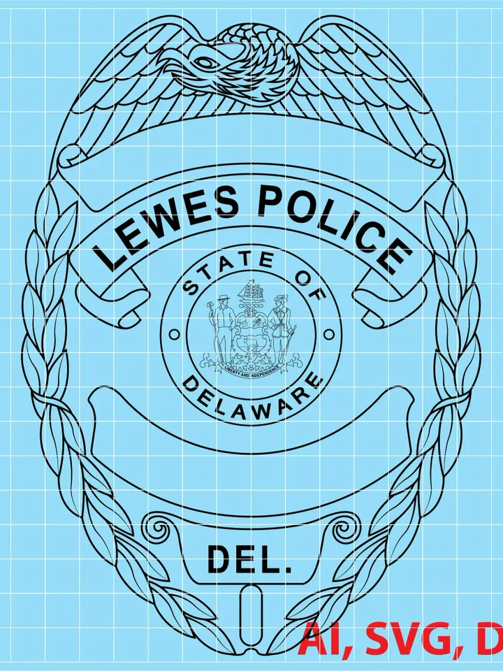 State of Delaware Lieutenant Police Logo, Seal, Badge, Custom, Ai, Vector, SVG, DXF, PNG,