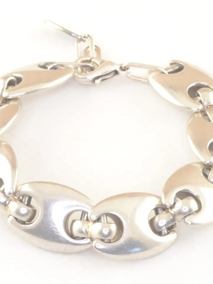 Oversized Link Chain Bracelet for Her, Chunky Marine Link Bracelet, Silver Mariner Connectors, Thick Uno de 50 Style Statement Jewelry